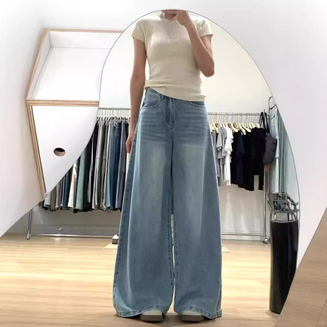 Women's Wide-leg Jeans High Waist Loose And Slimming