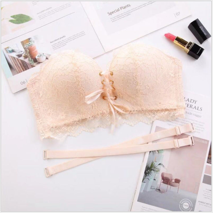 Lace gathered bra