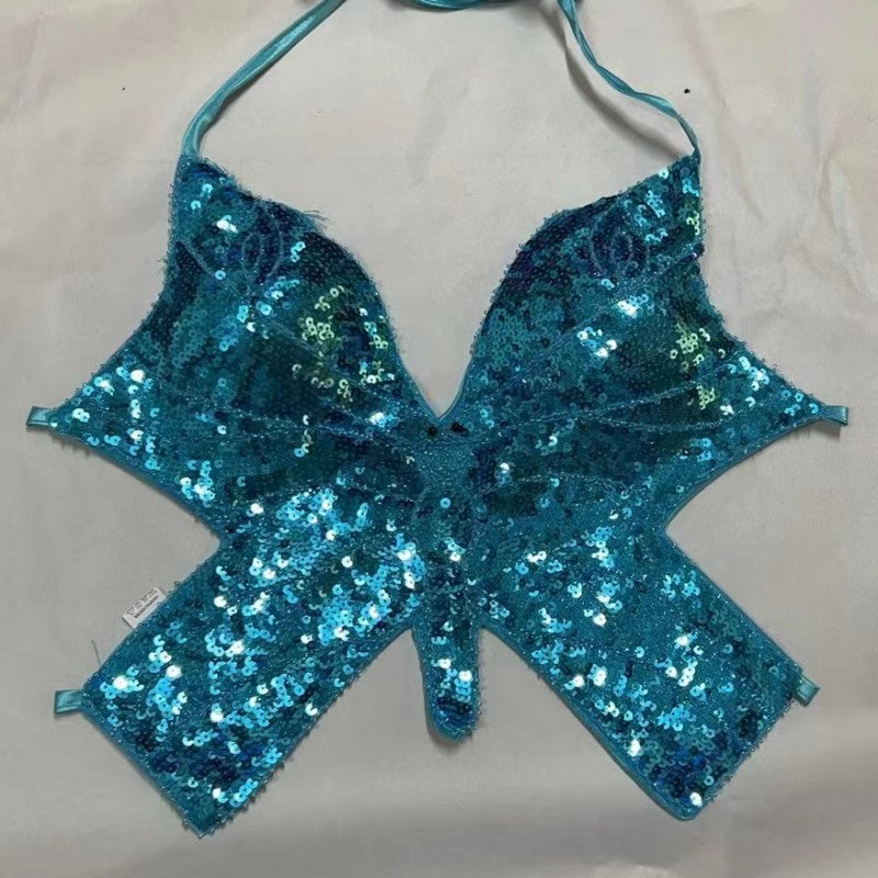 Sequined Top Butterfly Bra